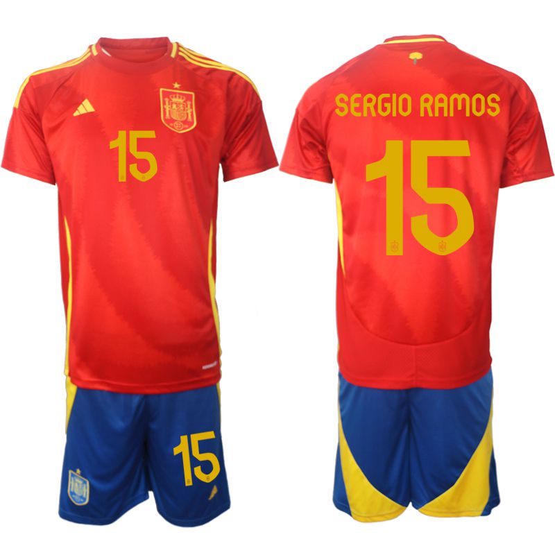Men 2024-2025 Season Spain home red #15 Soccer Jersey->->Soccer Country Jersey